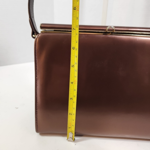 Town and country shoes pantent bronze brown vintage 50s 60s handbag evc - Picture 9 of 16